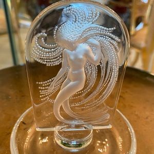 Lalique Crystal “Naiade” ring dish mermaid, nymph